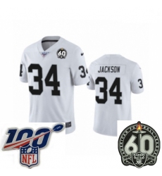 Men Oakland Raiders #34 Bo Jackson White 60th Anniversary Vapor Untouchable Limited Player 100th Season Football Jersey