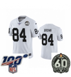 Men Oakland Raiders #84 Antonio Brown White 60th Anniversary Vapor Untouchable Limited Player 100th Season Football Jersey