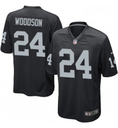 Mens Nike Oakland Raiders 24 Charles Woodson Game Black Team Color NFL Jersey