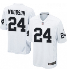 Mens Nike Oakland Raiders 24 Charles Woodson Game White NFL Jersey