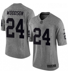 Mens Nike Oakland Raiders 24 Charles Woodson Limited Gray Gridiron NFL Jersey