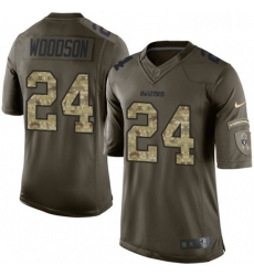 Mens Nike Oakland Raiders 24 Charles Woodson Limited Green Salute to Service NFL Jersey