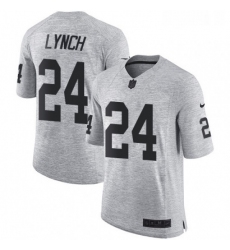 Mens Nike Oakland Raiders 24 Marshawn Lynch Limited Gray Gridiron II NFL Jersey