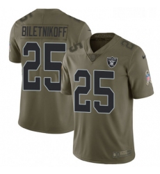 Mens Nike Oakland Raiders 25 Fred Biletnikoff Limited Olive 2017 Salute to Service NFL Jersey
