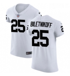 Mens Nike Oakland Raiders 25 Fred Biletnikoff White Vapor Untouchable Elite Player NFL Jersey