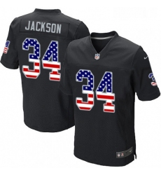 Mens Nike Oakland Raiders 34 Bo Jackson Elite Black Home USA Flag Fashion NFL Jersey