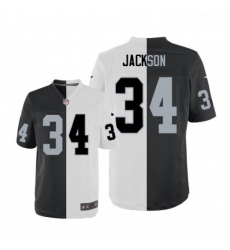 Mens Nike Oakland Raiders 34 Bo Jackson Elite BlackWhite Split Fashion NFL Jersey