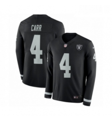 Mens Nike Oakland Raiders 4 Derek Carr Limited Black Therma Long Sleeve NFL Jersey