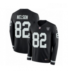 Mens Nike Oakland Raiders 82 Jordy Nelson Limited Black Therma Long Sleeve NFL Jersey