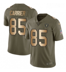 Mens Nike Oakland Raiders 85 Derek Carrier Limited Olive Gold 2017 Salute to Service NFL Jersey