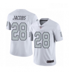 Mens Oakland Raiders 28 Josh Jacobs Elite White Rush Vapor Untouchable Football Jersey