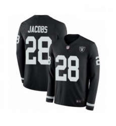 Mens Oakland Raiders 28 Josh Jacobs Limited Black Therma Long Sleeve Football Jersey