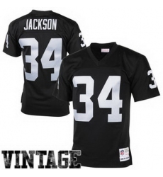 Mens Oakland Raiders Bo Jackson Mitchell 26 Ness Black 1988 Retired Player Vintage Replica Jersey