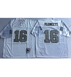 Mitchell And Ness Raiders #16 16 Jim Plunkett White Throwback Stitched NFL Jerseys