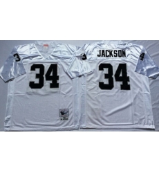 Mitchell And Ness Raiders #34 Bo Jackson White Throwback Stitched NFL Jerseys