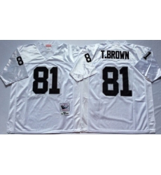 Mitchell And Ness Raiders #81 tim brown White Throwback Stitched NFL Jersey