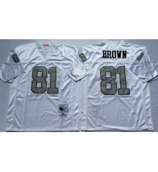 Mitchell And Ness Raiders #81 tim brown White Throwback Stitched NFL Jerseys