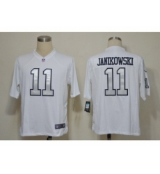 Nike Oakland Raiders 11 Sebastian Janikowski White Game Silver number NFL Jersey