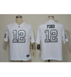 Nike Oakland Raiders 12 Jacoby Ford White Game Silver number NFL Jersey