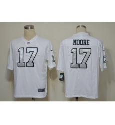 Nike Oakland Raiders 17 Denarius Moore White Game Silver number NFL Jersey