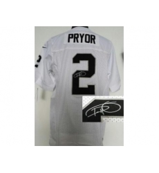 Nike Oakland Raiders 2 Terrelle Pryor White Elite Signed NFL Jersey