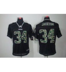 Nike Oakland Raiders 34 Bo Jackson Black Lights Out Elite Camo Number NFL Jersey