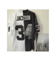Nike Oakland Raiders 34 Bo.Jackson White Black Elite Split Signed NFL Jersey