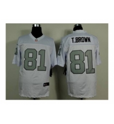 Nike Oakland Raiders 81 Tim Brown white Elite number silver NFL Jersey