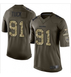 Nike Oakland Raiders #91 Justin Tuck Green Men 27s Stitched NFL Limited Salute to Service Jersey