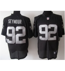 Nike Oakland Raiders 92 Richard Seymour Black Elite Logo Sleeves NFL Jersey