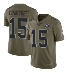 Nike Raiders #15 Michael Crabtree Olive Mens Stitched NFL Limited 2017 Salute To Service Jersey