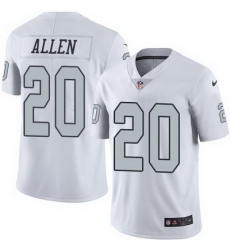 Nike Raiders #20 Nate Allen White Mens Stitched NFL Limited Rush Jersey