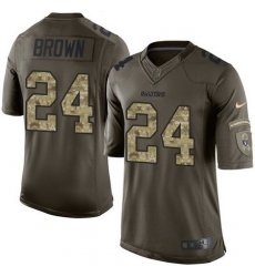 Nike Raiders #24 Willie Brown Green Mens Stitched NFL Limited Salute to Service Jersey