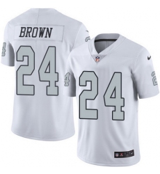 Nike Raiders #24 Willie Brown White Mens Stitched NFL Limited Rush Jersey
