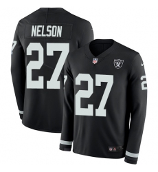 Nike Raiders #27 Reggie Nelson Black Team Color Men Stitched NFL Limited Therma Long Sleeve Jersey