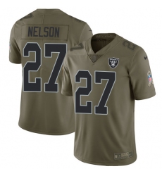 Nike Raiders #27 Reggie Nelson Olive Mens Stitched NFL Limited 2017 Salute To Service Jersey