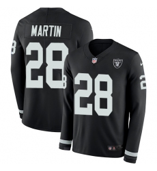 Nike Raiders #28 Doug Martin Black Team Color Men Stitched NFL Limited Therma Long Sleeve Jersey