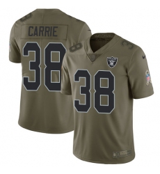 Nike Raiders #38 T J Carrie Olive Mens Stitched NFL Limited 2017 Salute To Service Jersey