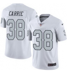 Nike Raiders #38 T J Carrie White Mens Stitched NFL Limited Rush Jersey