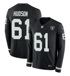 Nike Raiders #61 Rodney Hudson Black Team Color Men Stitched NFL Limited Therma Long Sleeve Jersey