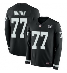 Nike Raiders 77 Trent Brown Black Team Color Men Stitched NFL Limited Therma Long Sleeve Jersey