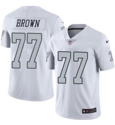 Nike Raiders 77 Trent Brown White Men Stitched NFL Limited Rush Jersey