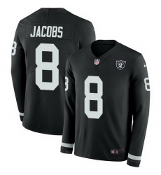 Nike Raiders 8 Josh Jacobs Black Team Color Men Stitched NFL Limited Therma Long Sleeve Jersey
