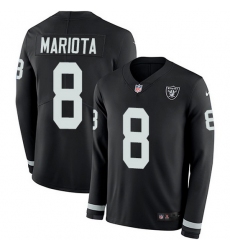 Nike Raiders 8 Marcus Mariota Black Team Color Men Stitched NFL Limited Therma Long Sleeve Jersey