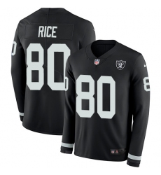 Nike Raiders #80 Jerry Rice Black Team Color Men Stitched NFL Limited Therma Long Sleeve Jersey
