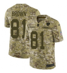 Nike Raiders #81 Tim Brown Camo Mens Stitched NFL Limited 2018 Salute To Service Jersey