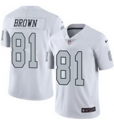 Nike Raiders #81 Tim Brown White Mens Stitched NFL Limited Rush Jersey