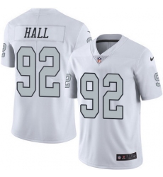 Nike Raiders #92 P J Hall White Mens Stitched NFL Limited Rush Jersey