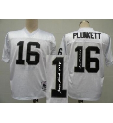 Oakland Raiders 16 Jim Plunkett White Throwback M&N Signed NFL Jerseys