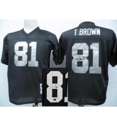 Oakland Raiders 81 T.Brown Black Throwback M&N Signed NFL Jerseys